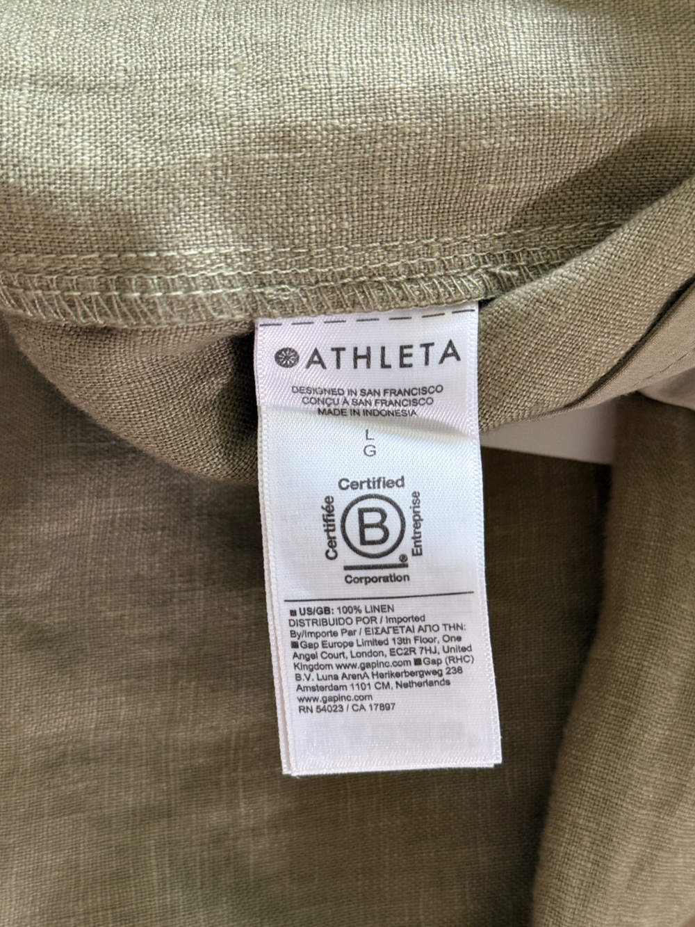 Athleta Retreat Linen Wide-Leg Pants in olive size L - Picture 11 of 15